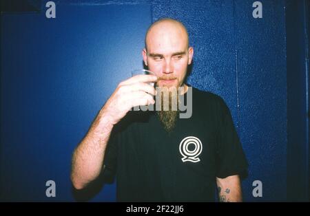 Nick Oliveri in Queens of the Stoneage backstage at The Garage 28/08/2000, London, England, United Kingdom. Stock Photo