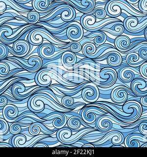 Blue sea waves seamless pattern vector illustration for design template Stock Vector