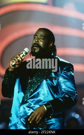 Berlin ist Musik, Eröffnungsshow auf der IFA in Berlin, Deutschland 1989, Stargast: amerikanischer Soulsänger Barry White Stock Photo