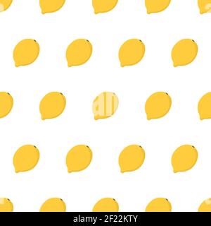 Hand drawn seamless pattern with whole lemon. Surface pattern design. Stock Vector