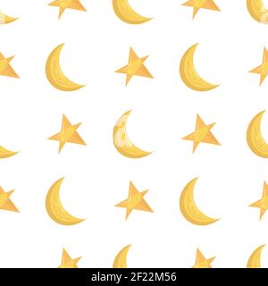 Witch seamless pattern with moon and star. Stock Vector