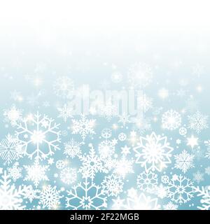 Christmas blue background with snowflakes horizontal seamless pattern Stock Vector