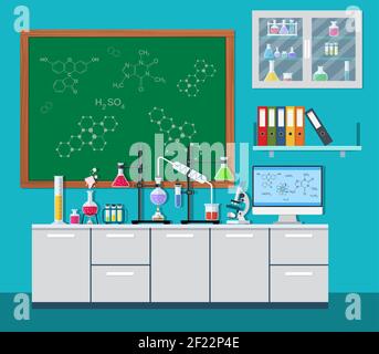 Laboratory equipment, jars, beakers, flasks, Stock Vector