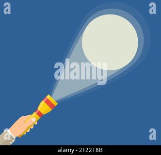Hand holding flashlight. Stock Vector