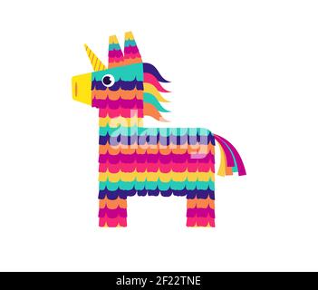 Pinata horse, Cute Unicorn. Viva Mexico, independence day, Cinco de Mayo. Fiesta colorful illustration Stock Vector