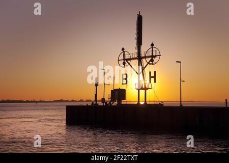 Semaphore, signal mast, Bremerhaven, Bremen, Germany, Europe Stock Photo