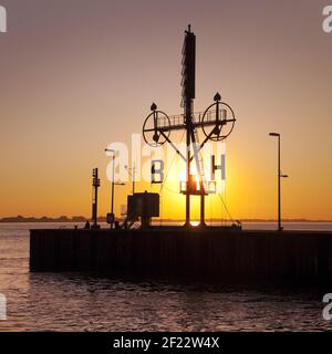 Semaphore, signal mast, Bremerhaven, Bremen, Germany, Europe Stock Photo