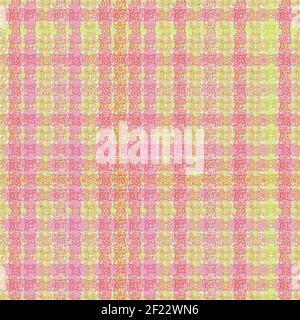 cottagecore floral plaid seamless vector pattern in pink and yellow Stock Vector