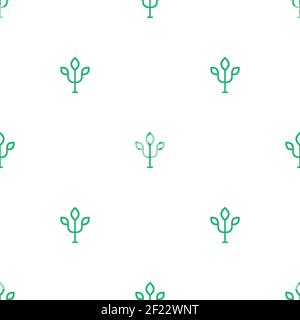 Blue Greek letter Psi with leaf seamless pattern on white background. Neuropsychology and psychology wallpaper. Psychotherapy concept. Vector illustra Stock Vector