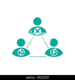 Karpman drama triangle scheme. Social model of human interaction between people in conflict. Psychology transactional analysis icon isolated on white. Stock Vector
