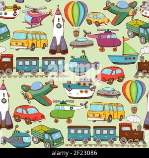 vector illustration cartoon transport seamless pattern background Stock Vector