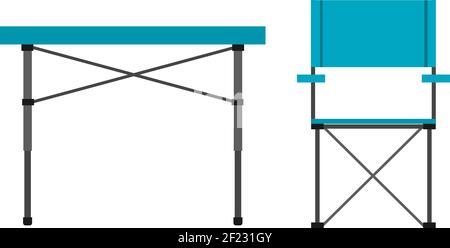 Camping table and chair Stock Vector