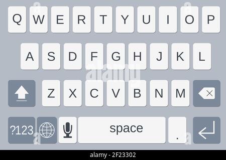 Smartphone keyboard, alphabet buttons Stock Vector