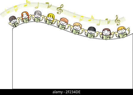 vector Vector illustration cartoon angel frame background Stock Vector