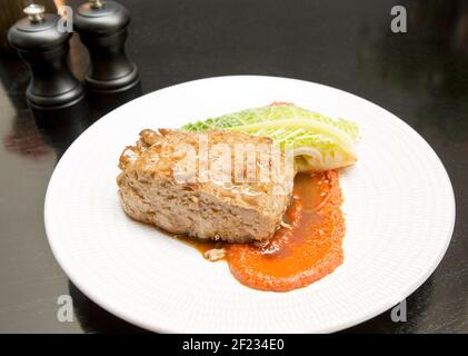 *Evening Standard Only - Charges May Apply*  Avenue Pic Shows: Pig Load - cabbage, caraway, smoked tomato, gravy. Stock Photo
