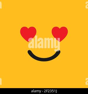 Emoji in love on a yellow background. Vector EPS 10 Stock Vector