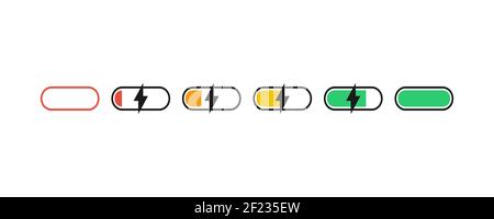 Battery Indicator Charging Set in flat. Vector EPS 10 Stock Vector
