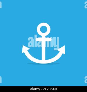 Anchor icon on blue background. Vector EPS 10 Stock Vector