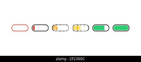 Set of battery indicator in a simple flat style. Vector illustration EPS 10 Stock Vector