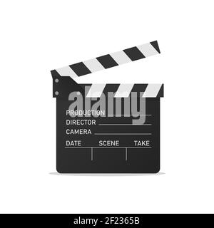 Movie clapper isolated on white background. Open clapperboard. Vector illustration EPS 10 Stock Vector
