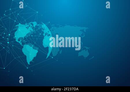 Global network connection concept. Big data visualization. Social network communication in the global computer networks. Internet technology. Business Stock Photo