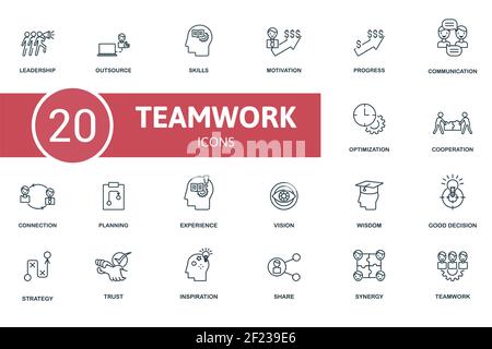 Teamwork icon set. Contains editable icons team building theme such as ...