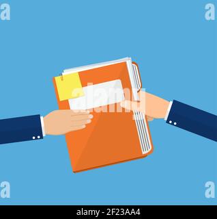 Hand Giving File Hands Give Folder Document Papers, Businessmen Share Information Data ...