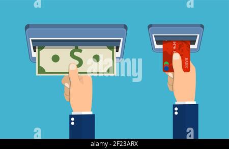 ATM terminal usage concept. Stock Vector