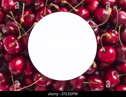 Cherry with white circle, copy space Stock Photo