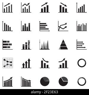 Set of Graph, Simple Statistics icon, Flat Business Symbol Stock Vector