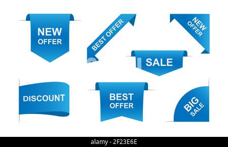 Set of Blue ribbon and banner with Special Offer. Discount banner promotion template. Vector EPS 10 Stock Vector