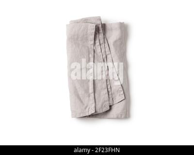Gray linen napkin isolated on white Stock Photo