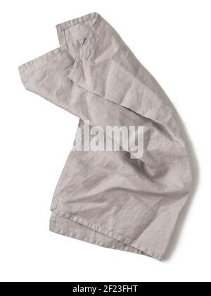 Gray linen napkin isolated on white Stock Photo