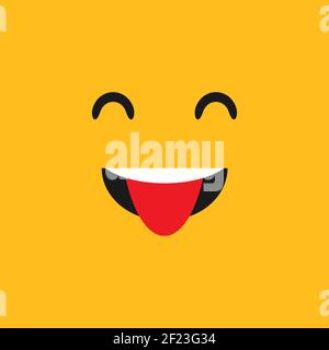 Emoji showing tongue on a yellow background. Vector EPS 10 Stock Vector