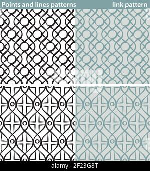 Four seamless patterns made with dots and lines. Stock Vector
