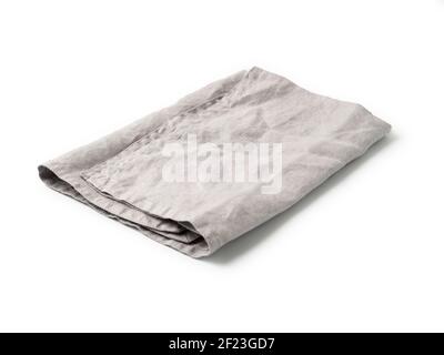 Gray linen napkin isolated on white Stock Photo