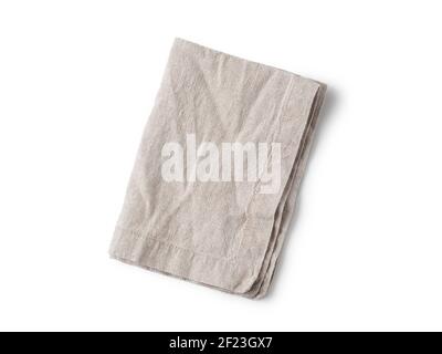 Gray linen napkin isolated on white Stock Photo