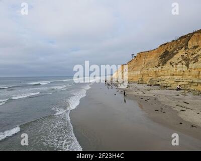 Dog Beach off leash on Del Mar North Beach people walking their