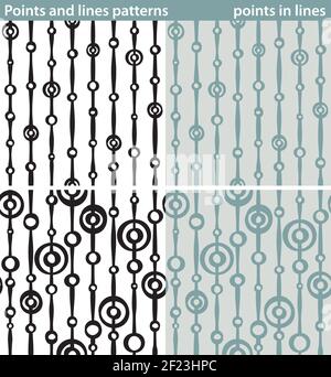 Four seamless patterns made with dots and lines. Stock Vector