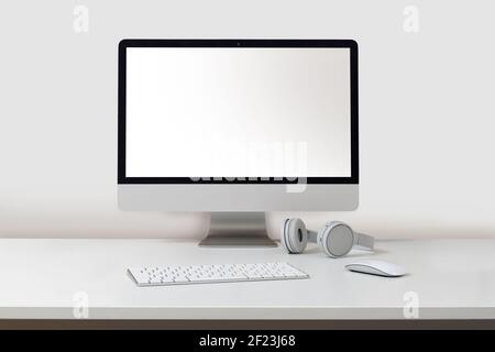 Desktop computer on a white Stock Photo