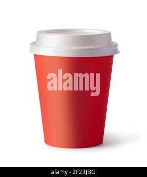 Red plastic coffee cup Stock Photo