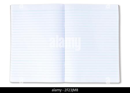 isolated open empty notebook with lined pages Stock Photo