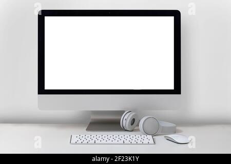 Desktop computer on a white Stock Photo
