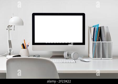 Desktop computer on a white Stock Photo