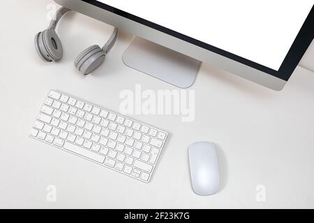 Desktop computer on a white Stock Photo