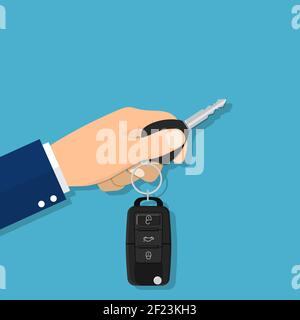Hand holding car key Stock Vector