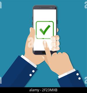 Checkboxes on smartphone screen. Stock Vector