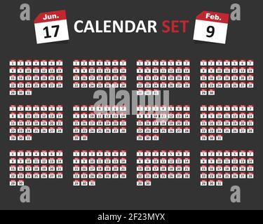 Calendar sign icon. days month symbol. Date button. Big set of colorful ...