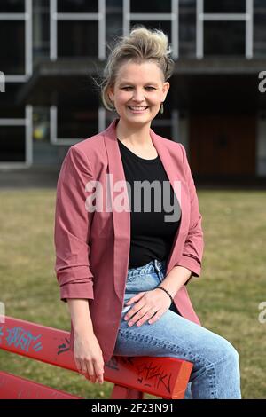 Kassel, Germany. 10th Mar, 2021. Barbara Frazier, Young State Theatre, photographed in front of the State Theatre. At an online press conference, the artistic director and the new division heads presented the new concepts starting with the 2021-22 season. Credit: Uwe Zucchi/dpa/Alamy Live News Stock Photo