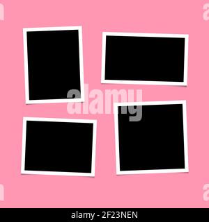 Set of empty photo frames on pink background. Vector. EPS 10 Stock Vector